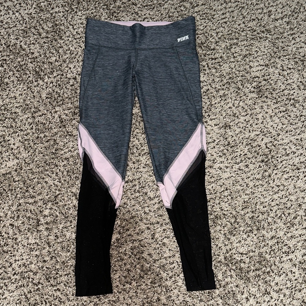 Victoria's Secret Gray, Pink, and Black Leggings